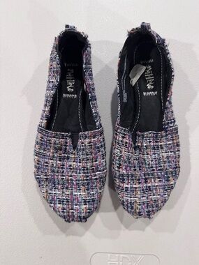 Multicolor Tweed Slip-On Flats Mad Paw Size 8